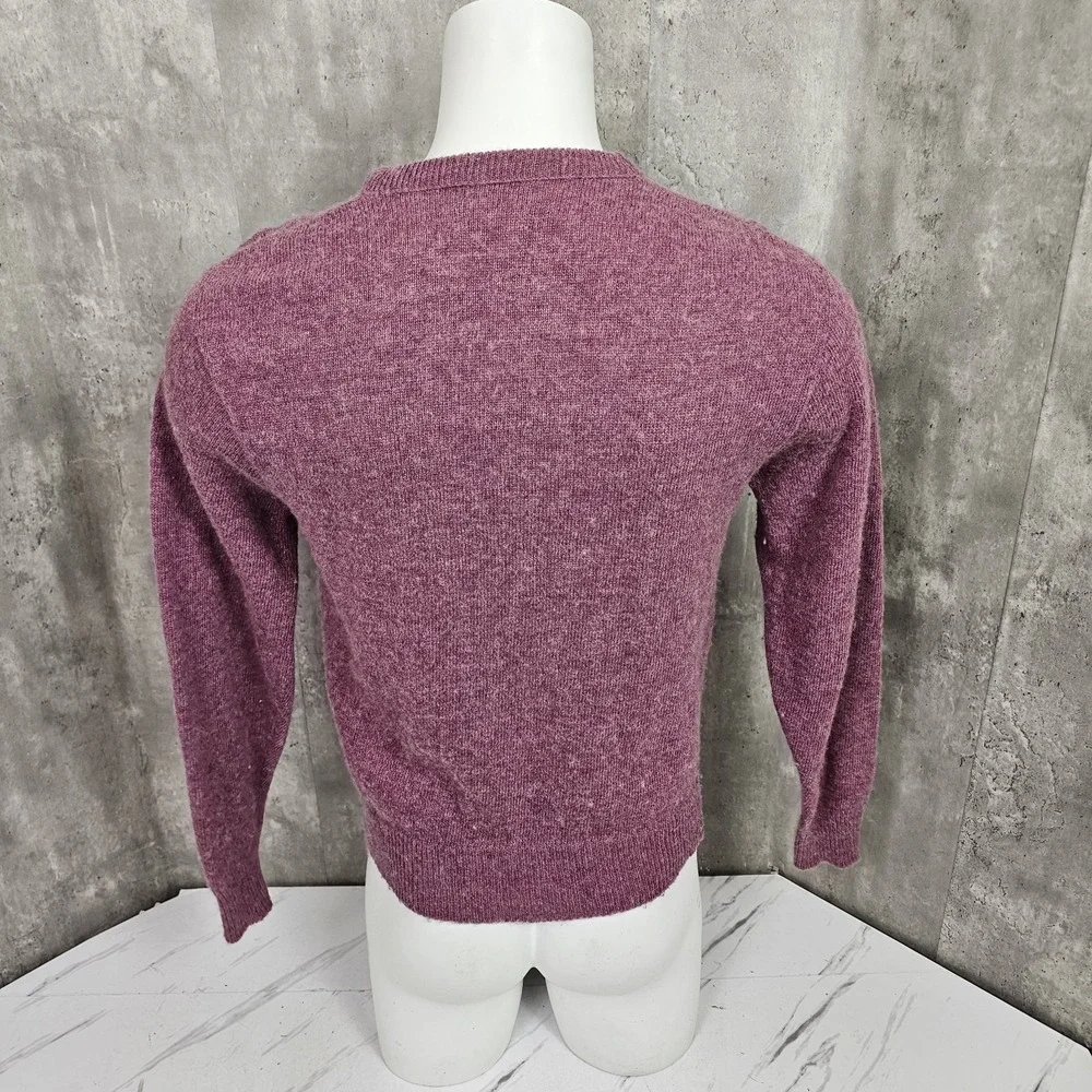 Vintage Le Tigre L Pullover‎ Knit Sweater Mauve Wool Blend Embroidered Tiger